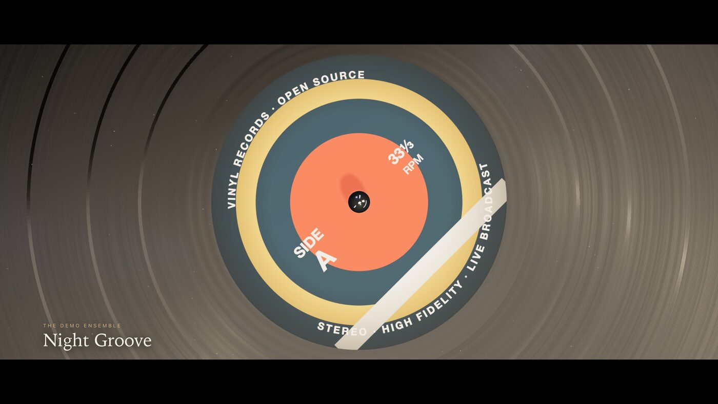 Top-down view of the spinning label