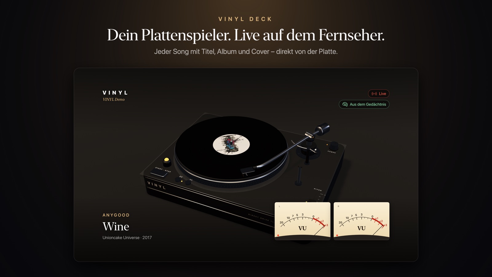 VINYL Deck: dein Plattenspieler, live auf dem Fernseher