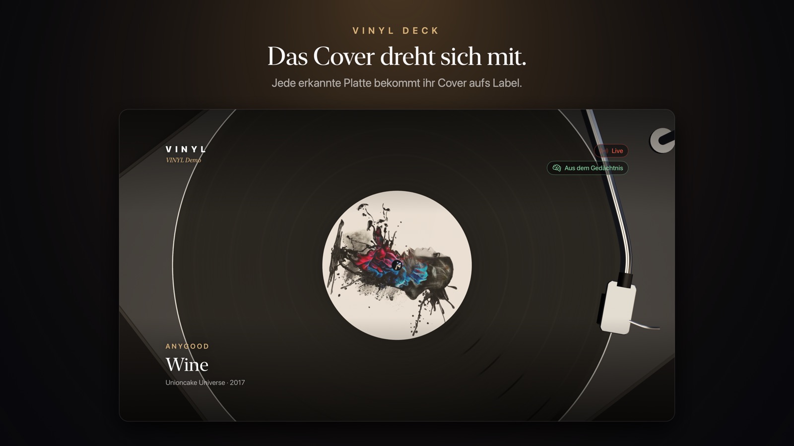 VINYL Deck: das Cover dreht sich mit