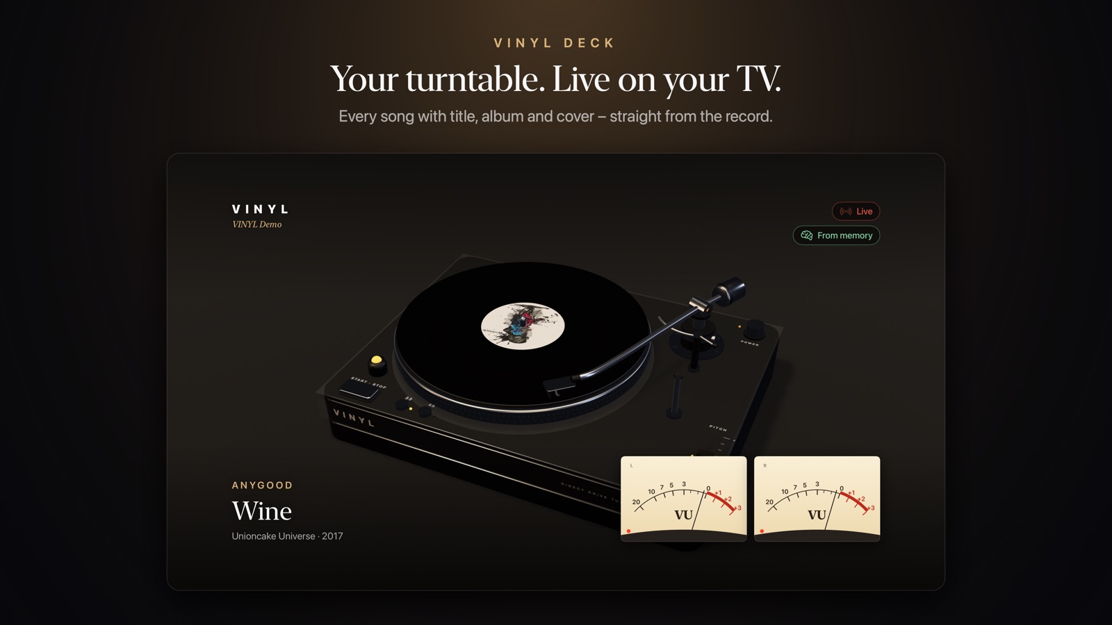 VINYL Deck: your turntable, live on your TV