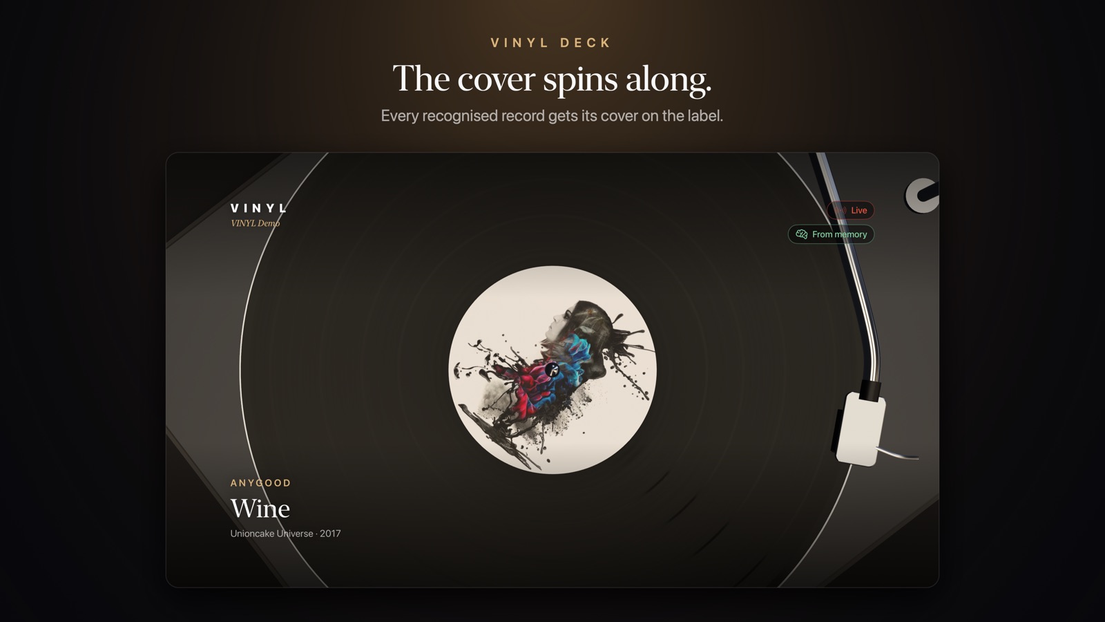 VINYL Deck: the cover spins along