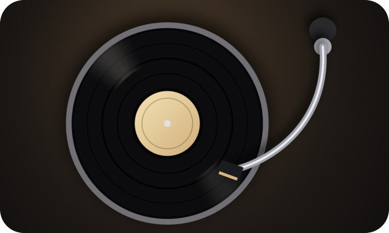 VINYL Deck app icon: a record with a gold label and a chrome tonearm